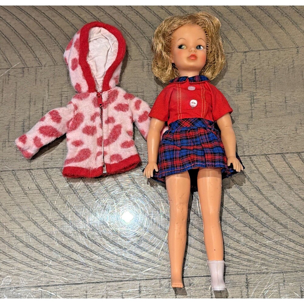 Vtg Ideal Pepper Pos’n Pepper Doll snow flake sweater parka Teachers Pet Dress